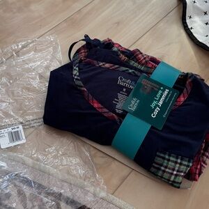 Croft & Barrow Blue Pajama Set with Plaid Trim